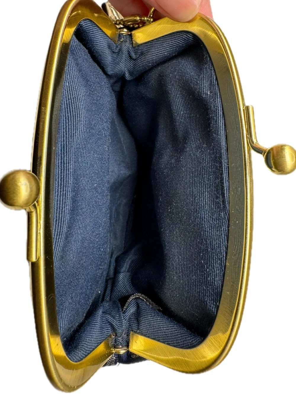 Coach Y2K Poppy Signature Script Kisslock Navy Frame Coin Bag Purse F61036 EUC